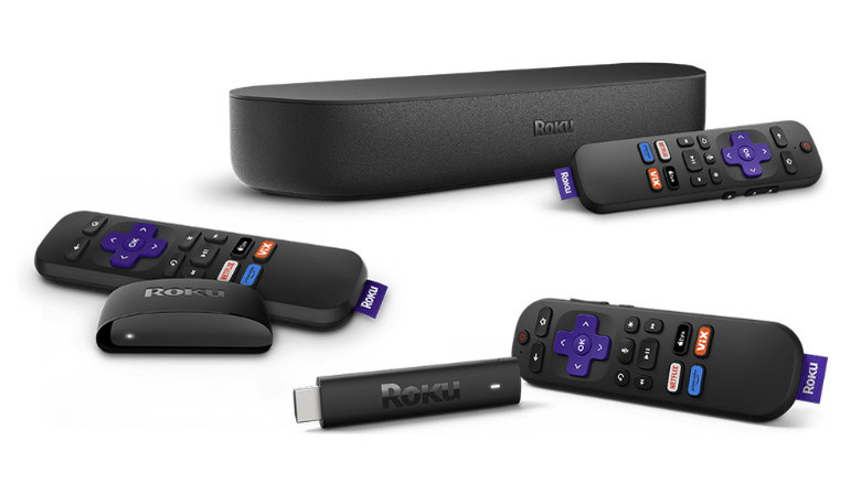 Roku streaming devices displayed with their remotes