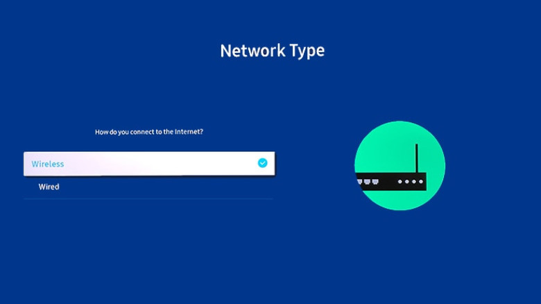 Samsung TV network type options