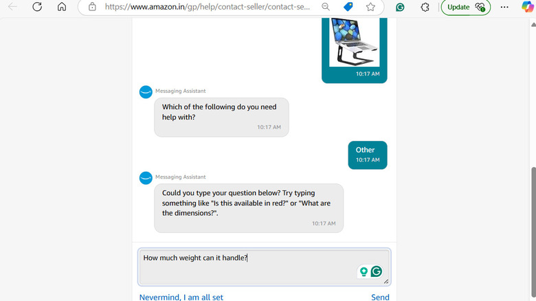 Conversation With Amazon Seller Messaging Assistant