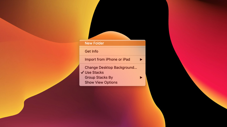 Mac desktop showing right-click menu for creating New Folder