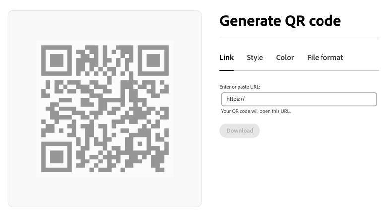 Adobe QR code generator