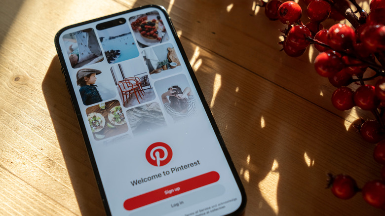 Pinterest app on screen