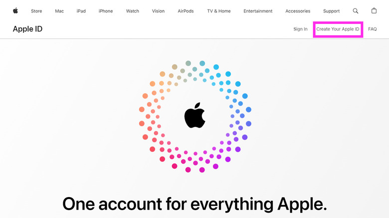 create apple ID page