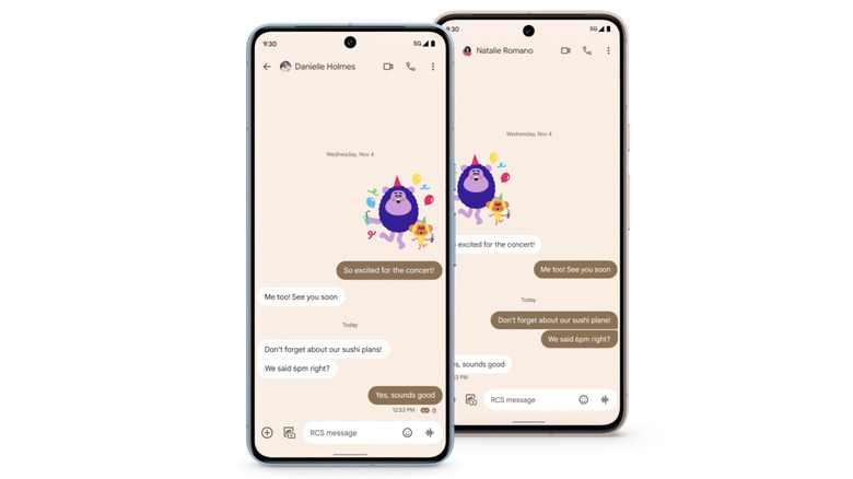 example chat customization colors in Google Messages