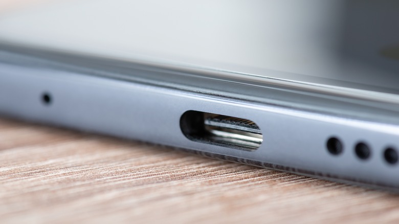 smartphone Type-C port closeup