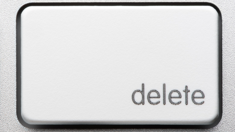 Closeup of the Delete key on a Mac keyboard