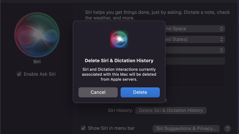 Delete Siri history MacBook