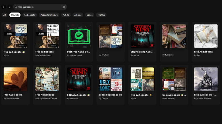 Spotify free audiobooks search