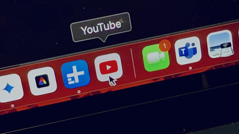 YouTube web app in the dock of a MacBook.