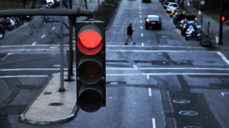 red stoplight over street