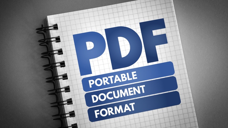 pdf acronym on notebook