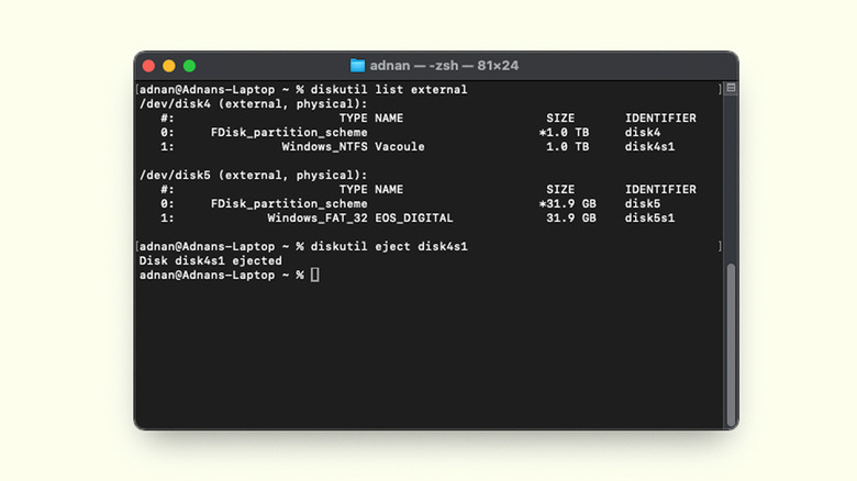 Eject drive using Terminal