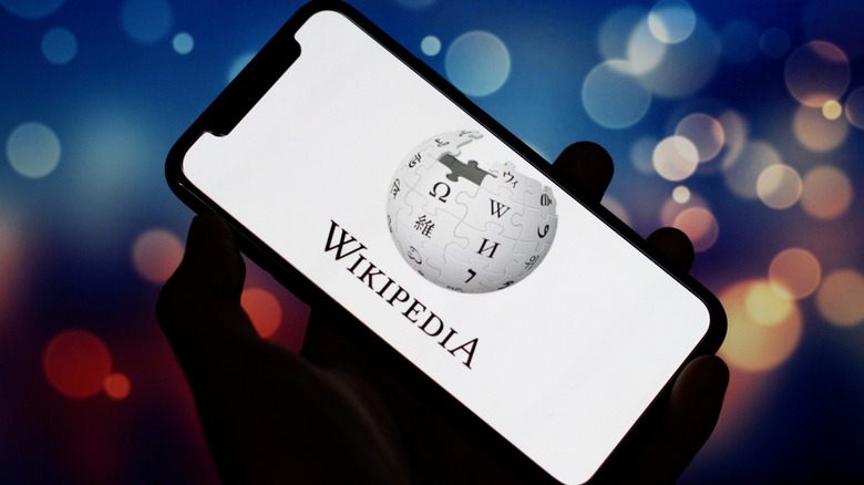 Wikipedia logo on a smartphone