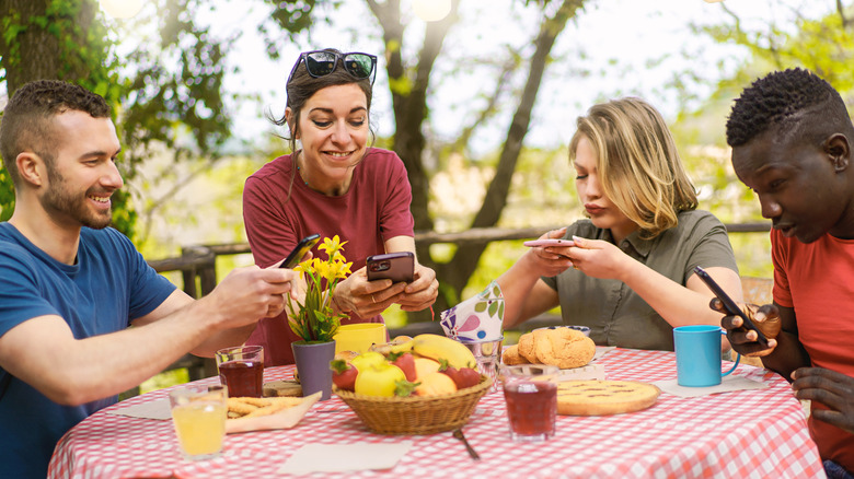 Group of friends on their phone