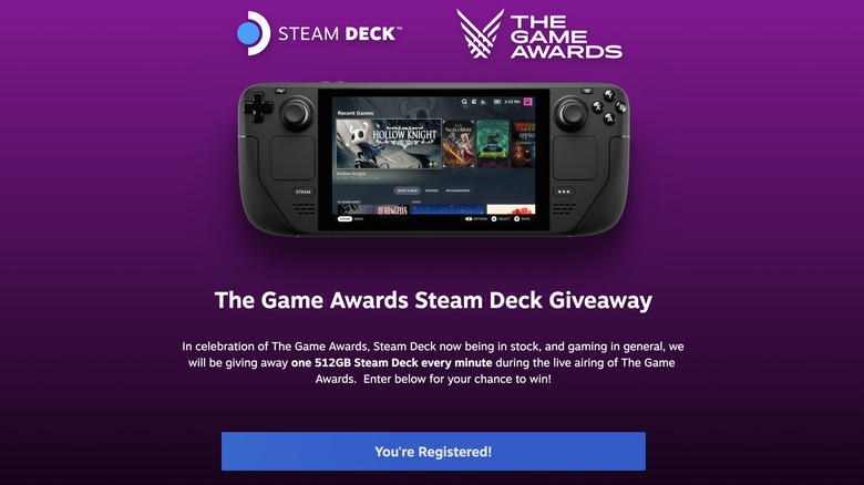 Steam Deck giveaway page