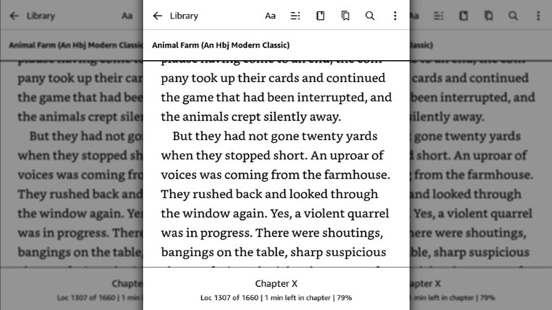 Kindle Reading Toolbar Home