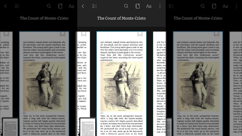 Kindle mobile app reading toolbar