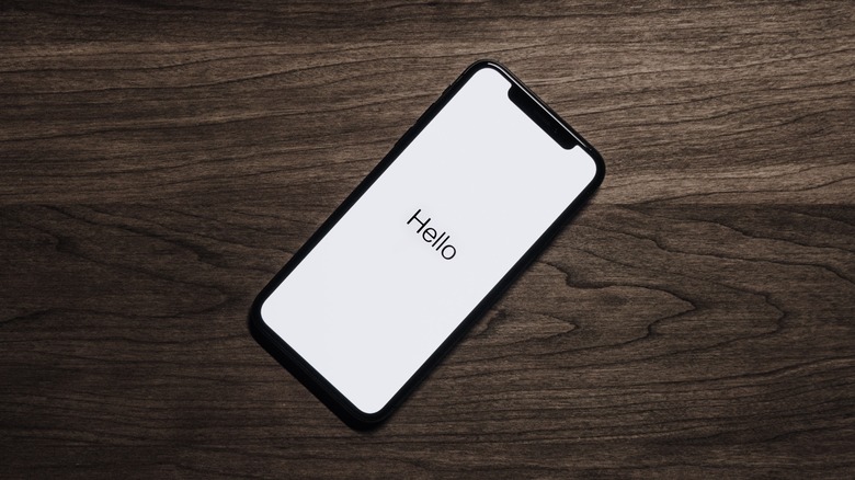 iPhone welcome screen hello
