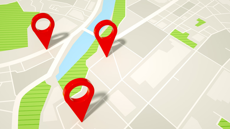 GPS pins on a map
