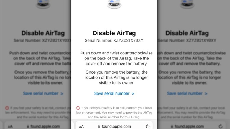 DIsable AirTag screen on iPohne