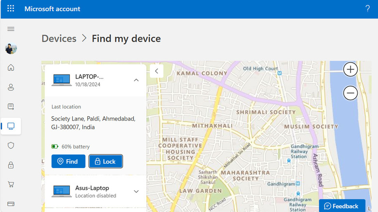 Locating Windows laptop using Find my device