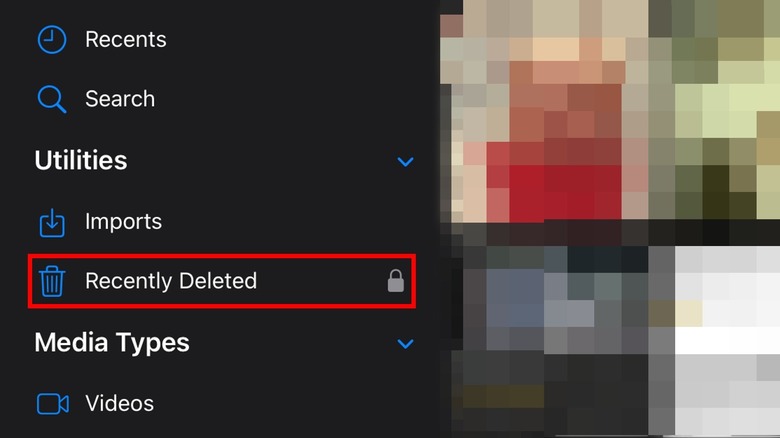 Recently Deleted option in Photos app