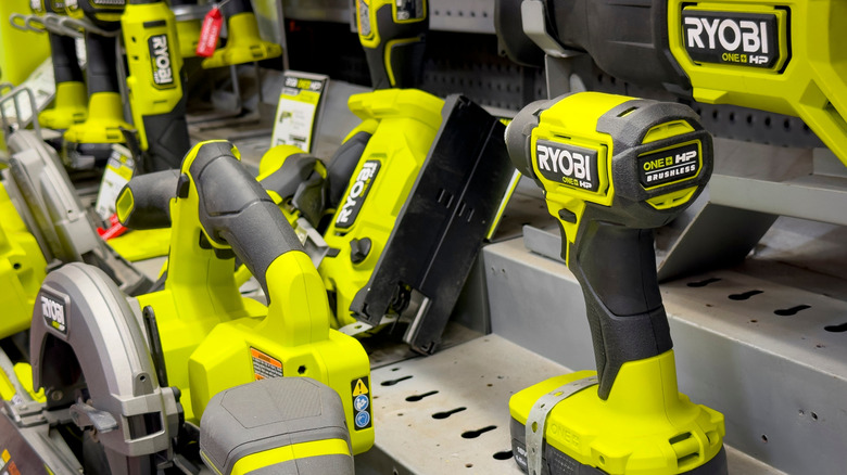 Ryobi hand tools on display at store