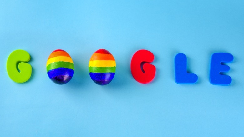 A Google logo with two Easter eggs