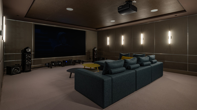 home theater with speakers