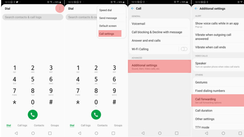 android call forwarding screenshots