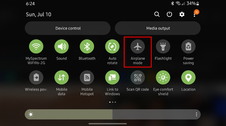 Android airplane mode screenshot