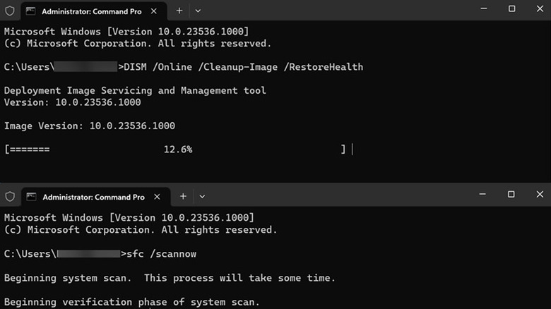 Running DISM and SFC commands