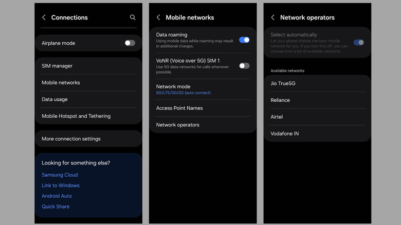 Select mobile network on Android