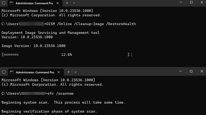 Running DISM and SFC commands