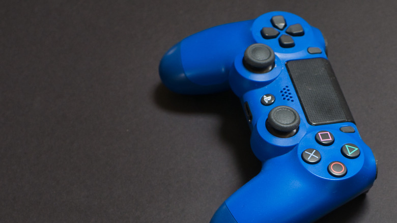 blue PS4 controller