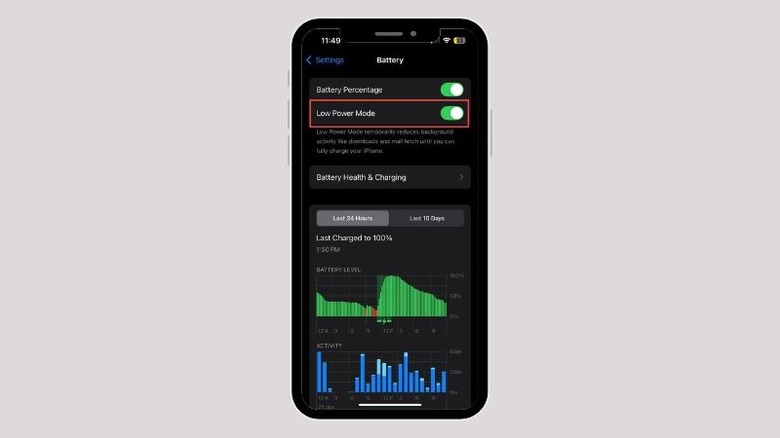 iPhone's Low Power Mode setting