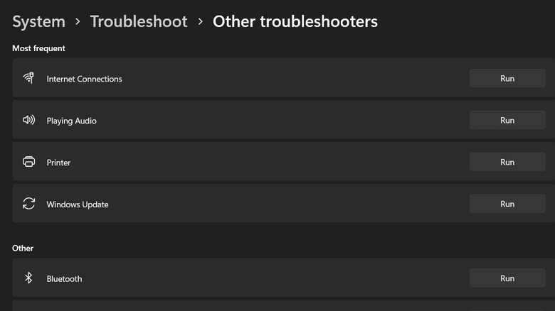 Troubleshooters in Windows