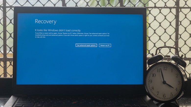 Recovery screen on Windows laptop