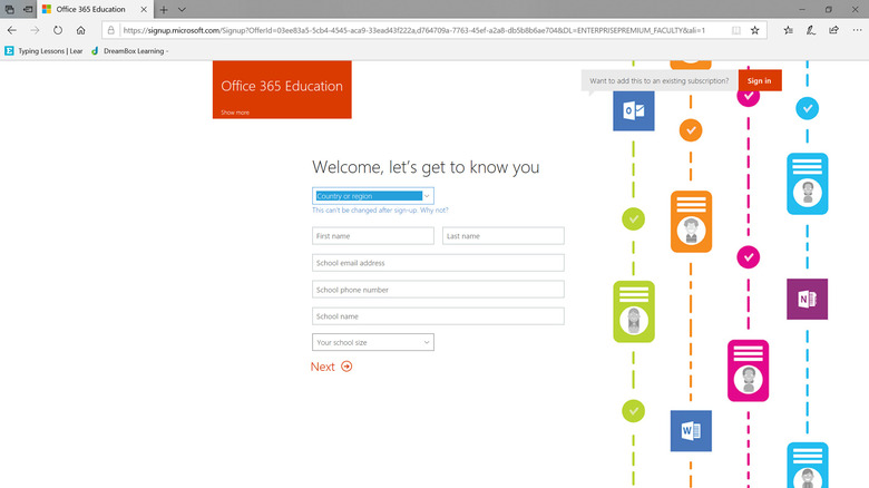 signing up for Office 365 Education