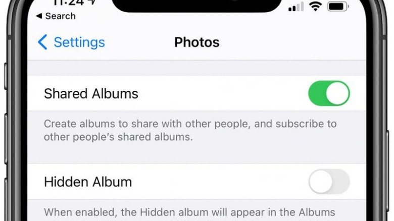 Hidden album iPhone screenshot