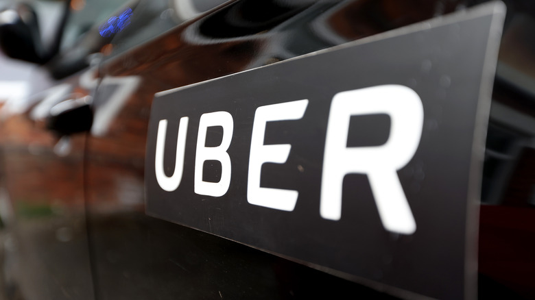 Uber sign on car