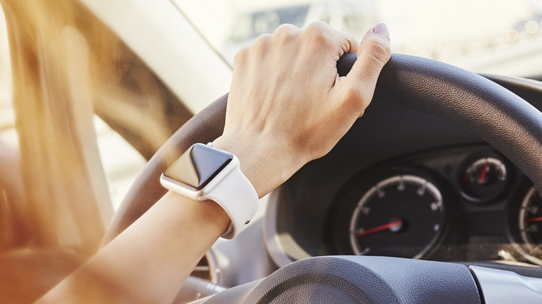 Apple Watch on driver's wrist