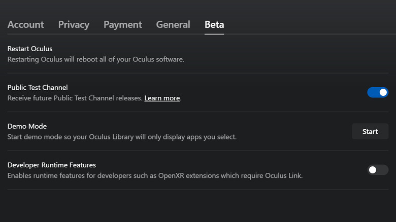 Oculus test channel beta