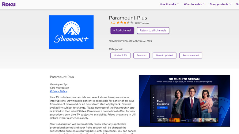 paramount plus roku website