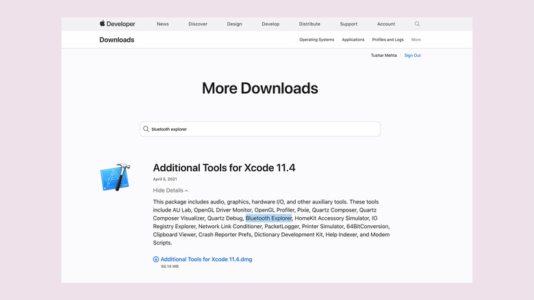 Apple Developer Downloads Bluetooth Explorer