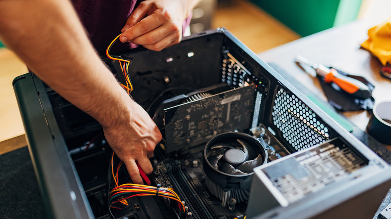 man working on computer