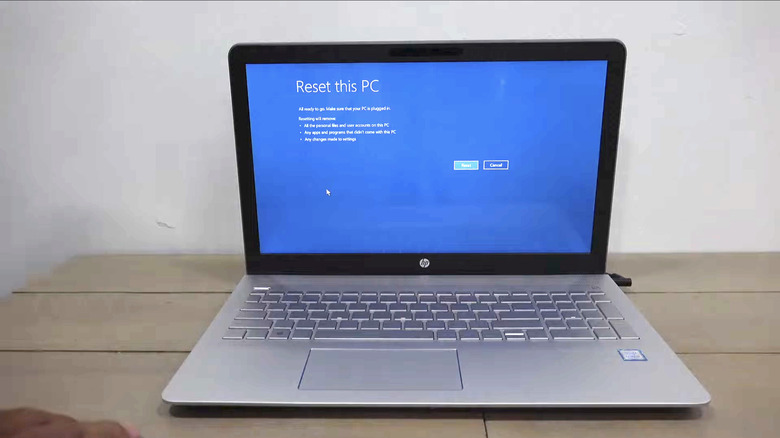 HP laptop being reset to factory settings