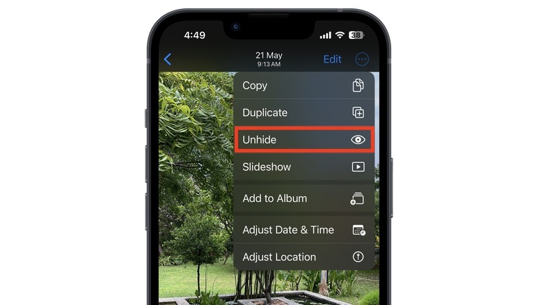 Unhide photos on iPhone