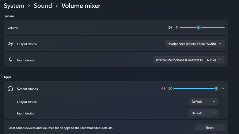 Volume mixer Windows