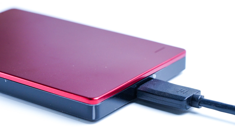 Red external hard drive